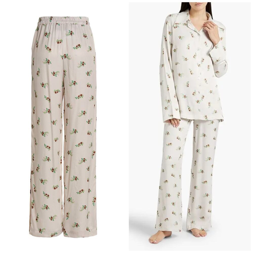 Sleeper Floral-print Charmeuse Pajama Pants Size Medium PJ’s Floral Blossom
